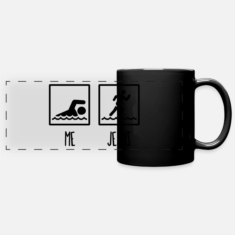 Walking over water Jesus gift - Full Colour Panoramic Mug - black