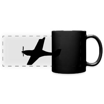 Motorflugzeug Motorflieger Pilot Flieger - Panorama-Tasse farbig - Schwarz - Vorne