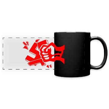 Against nazis fist - Full Colour Panoramic Mug - black - Front