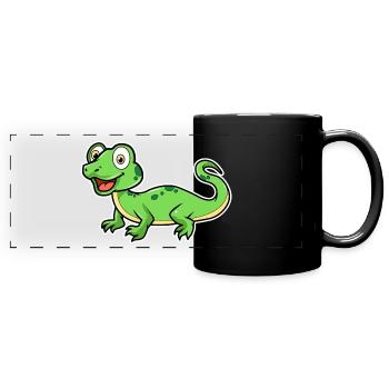 Eidechse - Panorama-Tasse farbig - Schwarz - Vorne