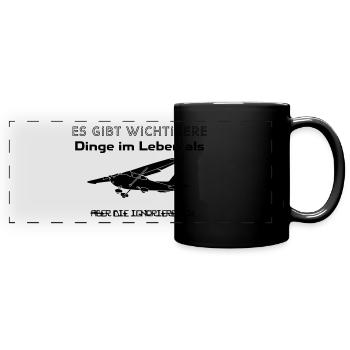 cessna Motorflugzeug Motorflieger Pilot - Panorama-Tasse farbig - Schwarz - Vorne