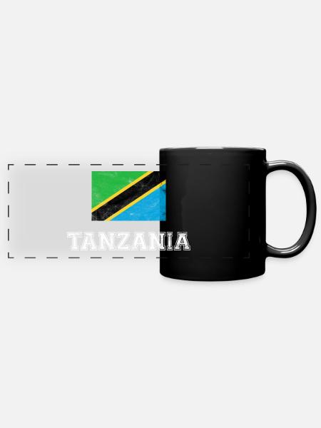Tansania Flagge, Geschenk - Panorama-Tasse farbig - Schwarz