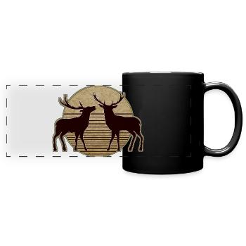 Hirsch - Panorama-Tasse farbig - Schwarz - Vorne
