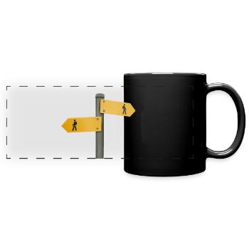 Wanderschild Wegweiser - Panorama-Tasse farbig - Schwarz - Vorne