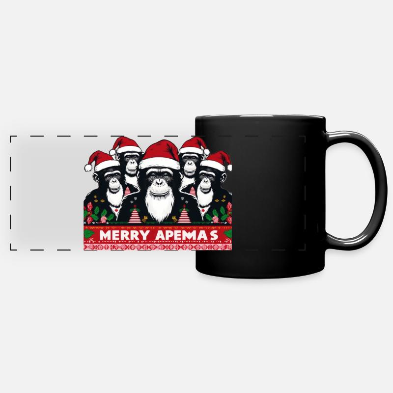 Merry Apemas - Panorama-Tasse farbig - Schwarz