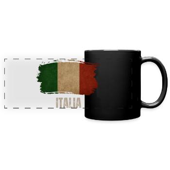 Flag of Italy Grunge, ich liebe Italien - Panorama-Tasse farbig - Schwarz - Vorne