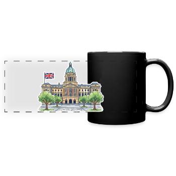 Birmingham Skyline Council House Victoria Sq Art - Full Colour Panoramic Mug - black - Front