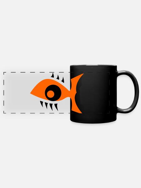 Eye Fish - Augenfisch - Panorama-Tasse farbig - Schwarz