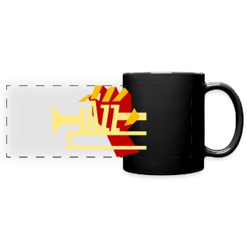 Jazz Bläser - Panorama-Tasse farbig - Schwarz - Vorne