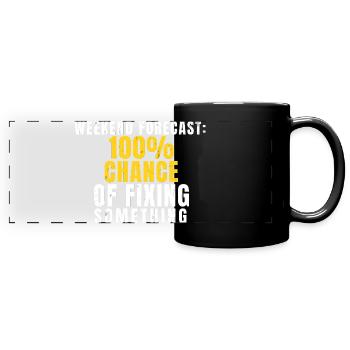 Wochenendwettervorhersage Lustiges DIY - Panorama-Tasse farbig - Schwarz - Vorne
