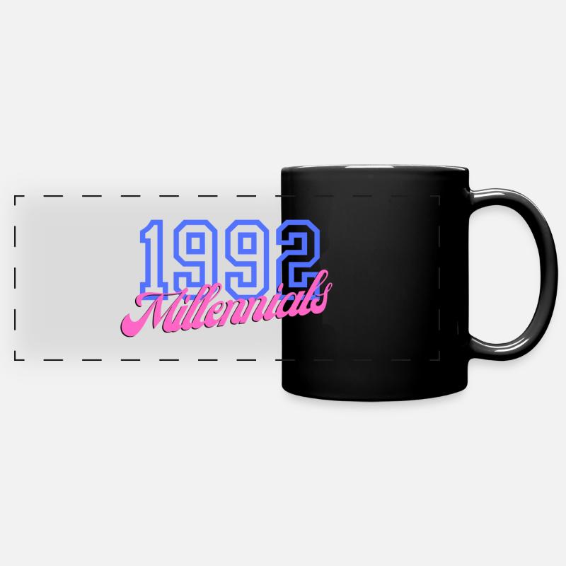 Retro 1992 Millennial Numeric Design - Full Colour Panoramic Mug - black