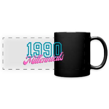 Retro 1990 Millennial Digitaler Stil Design - Panorama-Tasse farbig - Schwarz - Vorne