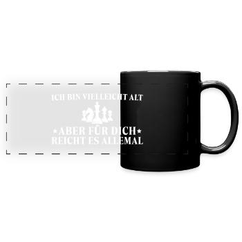 Schach Spieler Ich bin vielleicht alt - Panorama-Tasse farbig - Schwarz - Vorne