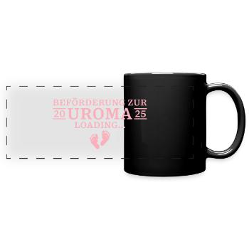 Uroma 2025 Loading Schwangerschaft verkünden - Panorama-Tasse farbig - Schwarz - Vorne