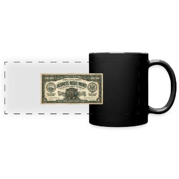 Vintage Business Money Poster - Panorama-Tasse farbig - Schwarz - Vorne