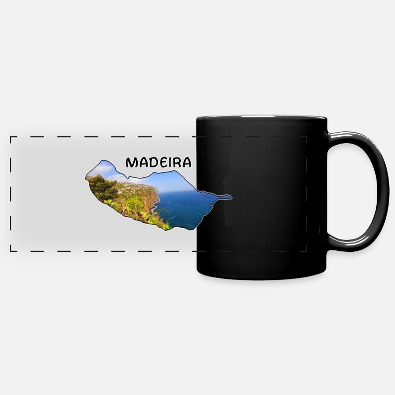 Madeira map - Full Colour Panoramic Mug - black