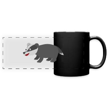 Dachs - Panorama-Tasse farbig - Schwarz - Vorne