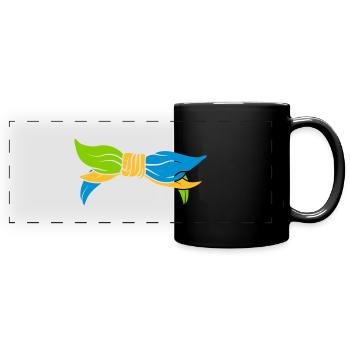 Bunte weibliche Kopfbedeckung Kopftuch - Panorama-Tasse farbig - Schwarz - Vorne
