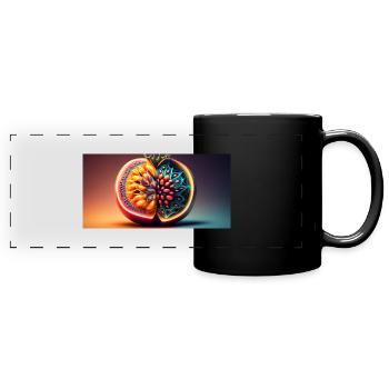 futuristisches Obst - Panorama-Tasse farbig - Schwarz - Vorne