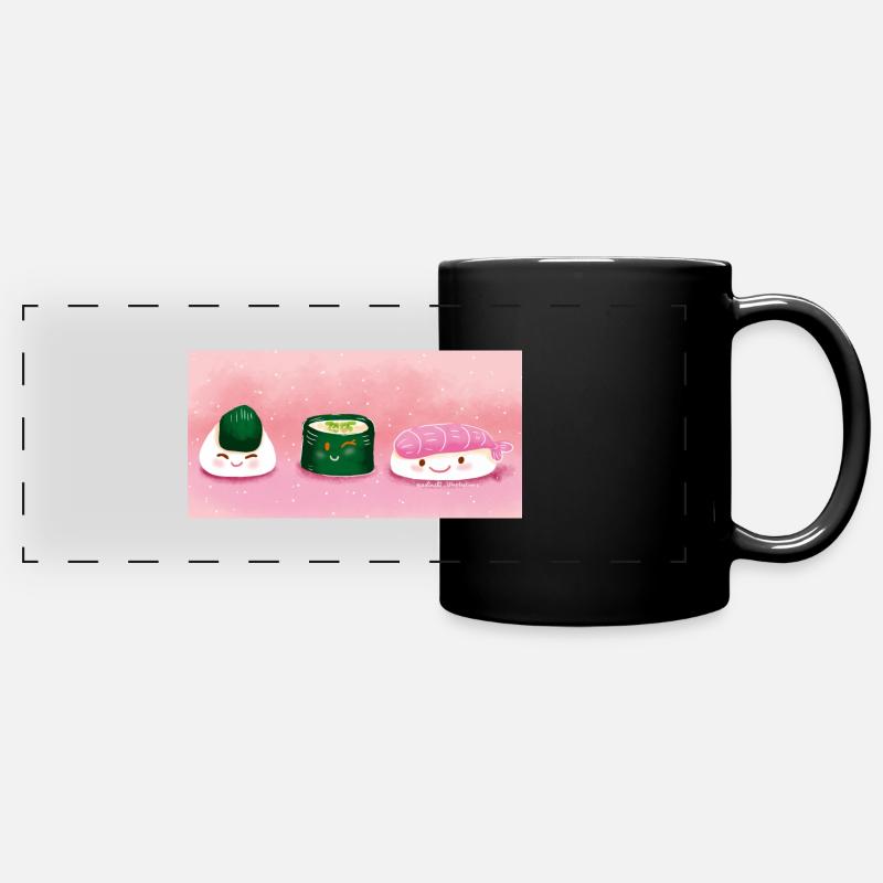 Happy Sushi - Full Colour Panoramic Mug - black