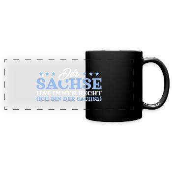 Sächsischer Dialekt Sachse - Panorama-Tasse farbig - Schwarz - Vorne