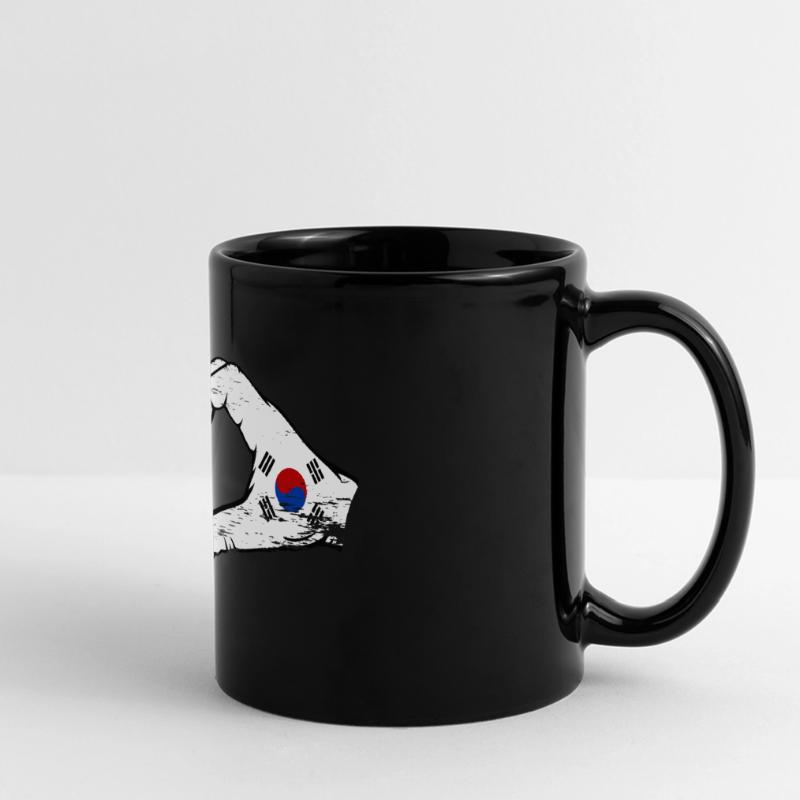Russie Corée du Sud drapeau mains forme coeur utilisé Mug panoramique uni