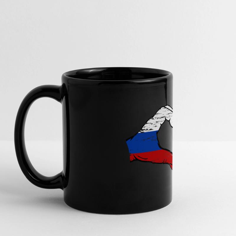 Russie Corée du Sud drapeau mains forme coeur utilisé Mug panoramique uni