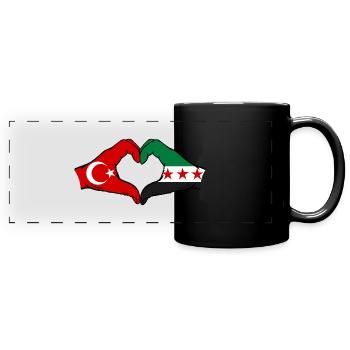 Turquie Syrie Drapeau Mains Coeur Forme - Mug panoramique uni - noir - Devant
