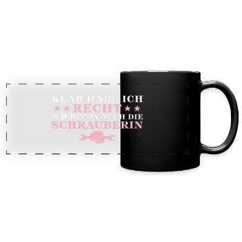Kfz Mechanikerin hat recht Schrauberin - Panorama-Tasse farbig - Schwarz - Vorne