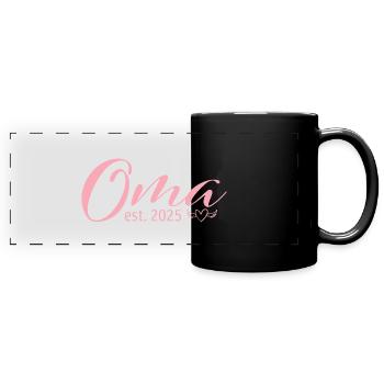 Oma seit 2025 Werdende Großmutter - Panorama-Tasse farbig - Schwarz - Vorne