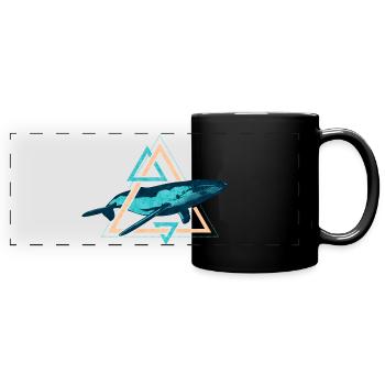 Baleine bleue - Mug panoramique uni - noir - Devant