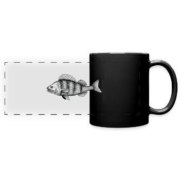 Barsch - Panorama-Tasse farbig - Schwarz - Vorne