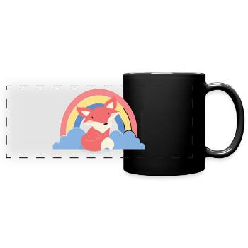 Cute fox with rainbow for children grandchildren - Full Colour Panoramic Mug - black - Front