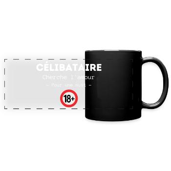 Célibataire humour couple - Mug panoramique uni - noir - Devant
