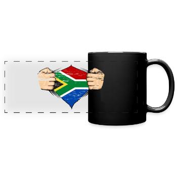 Drapeau de l’Afrique du Sud utilisé - Mug panoramique uni - noir - Devant
