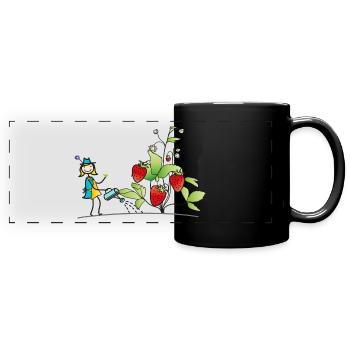 Hobbygärtnerin Frau mit grünem Daumen - Panorama-Tasse farbig - Schwarz - Vorne