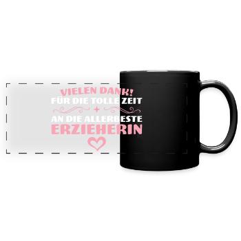 Danke Beste Erzieherin Abschied Geschenk - Panorama-Tasse farbig - Schwarz - Vorne