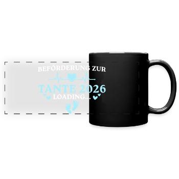 Werdende Tante 2026 Schwangerschaft verkünden - Panorama-Tasse farbig - Schwarz - Vorne
