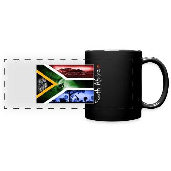 SA Flag on Dark (one side) - Full Colour Panoramic Mug - black - Front
