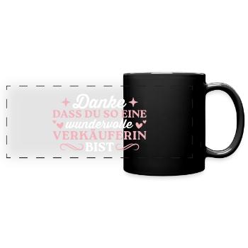 Dankeschön Wundervolle Verkäuferin Geschenk - Panorama-Tasse farbig - Schwarz - Vorne
