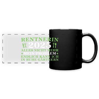 Rentnerin 2025 Hobbygärtnerin in Rente - Panorama-Tasse farbig - Schwarz - Vorne