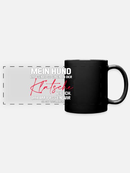 Klatsche - Panorama-Tasse farbig - Schwarz