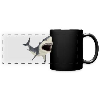 Grand requin blanc en chasse - Mug panoramique uni - noir - Devant