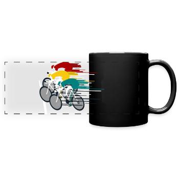 Cycle race target sprint goal finish line road bike wheel - Full Colour Panoramic Mug - black - Front