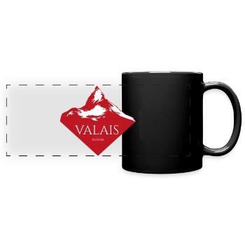 Logo rouge du Sommet du Mont Valais - Mug panoramique uni - noir - Devant