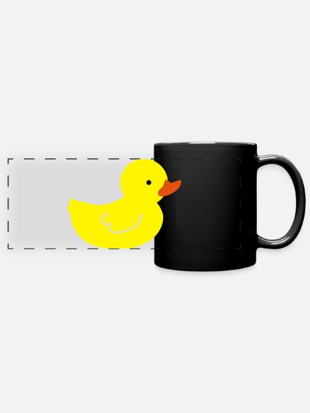 Cheerful Rubber Duck: A Touch of Yellow - Full Colour Panoramic Mug - black