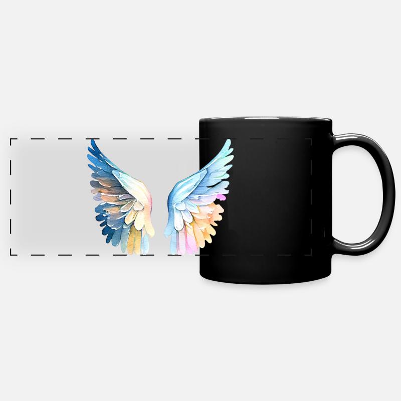 Ailes d'Ange Pastel Angelwings - Mug panoramique uni - noir