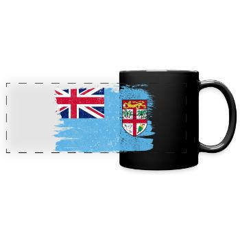 Fidschi Flagge Flagge Frieden Vintage - Panorama-Tasse farbig - Schwarz - Vorne