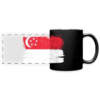 Singapur Flagge Flagge Frieden Vintage - Panorama-Tasse farbig - Schwarz - Vorne