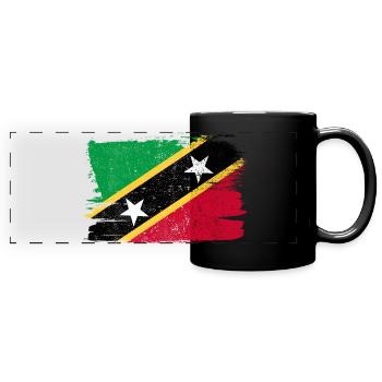 Saint Kitts and Nevis Vintage Flag Flag Peace - Full Colour Panoramic Mug - black - Front